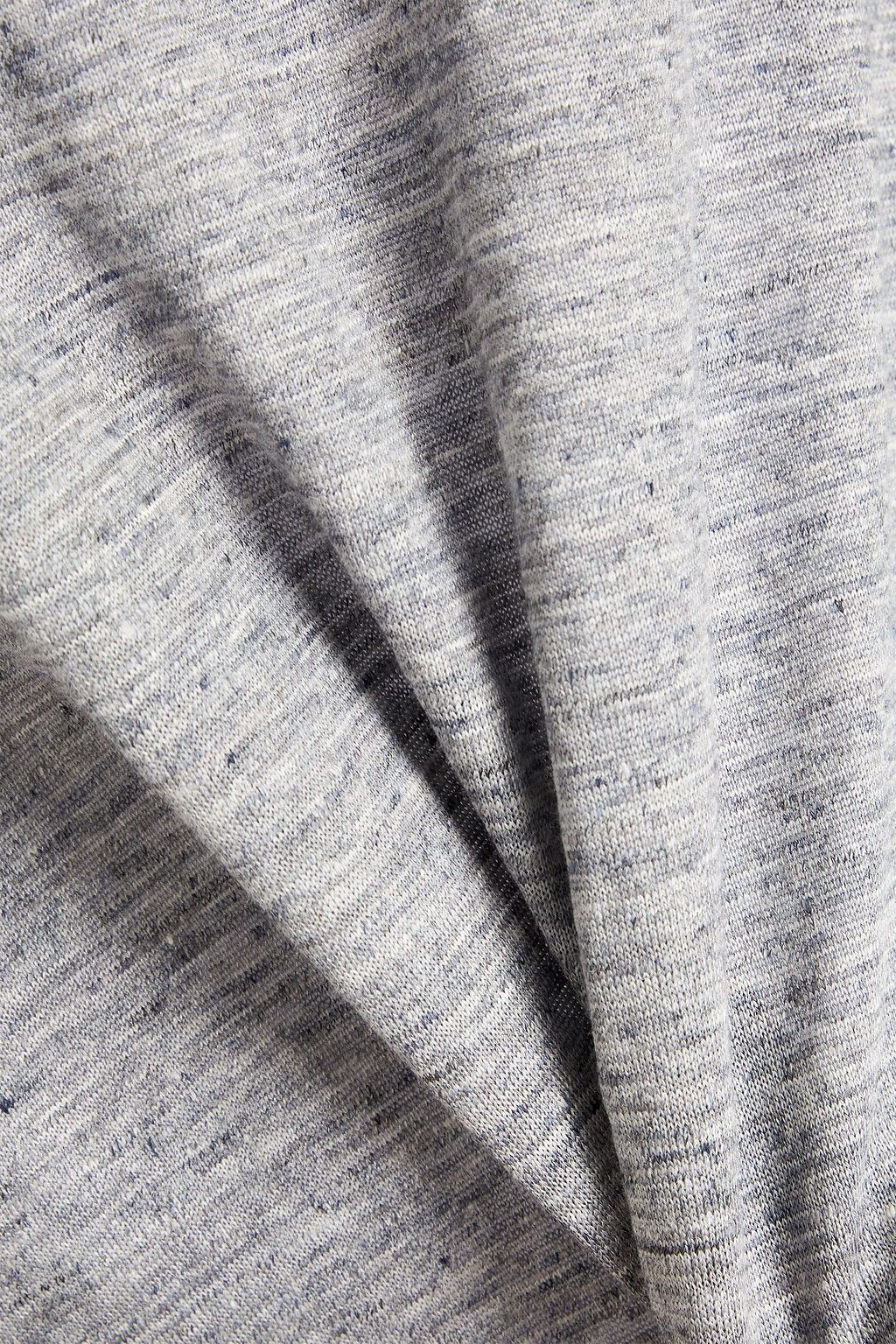 BRUNELLO CUCINELLI Cutout mélange linen and silk-blend jersey top