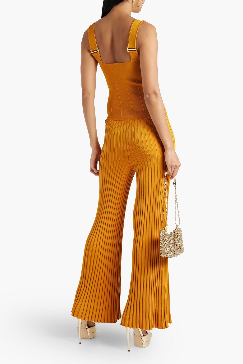 GALVAN  LONDON Atlanta ribbed-knit wide-leg jumpsuit