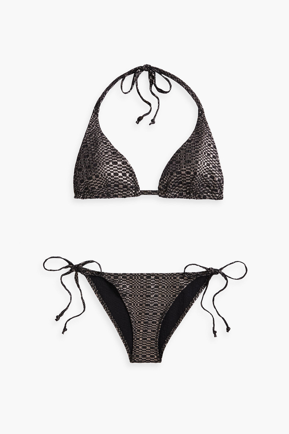 Lisa Marie Fernandez Pamela Metallic Seersucker Triangle Bikini In Gunmetal