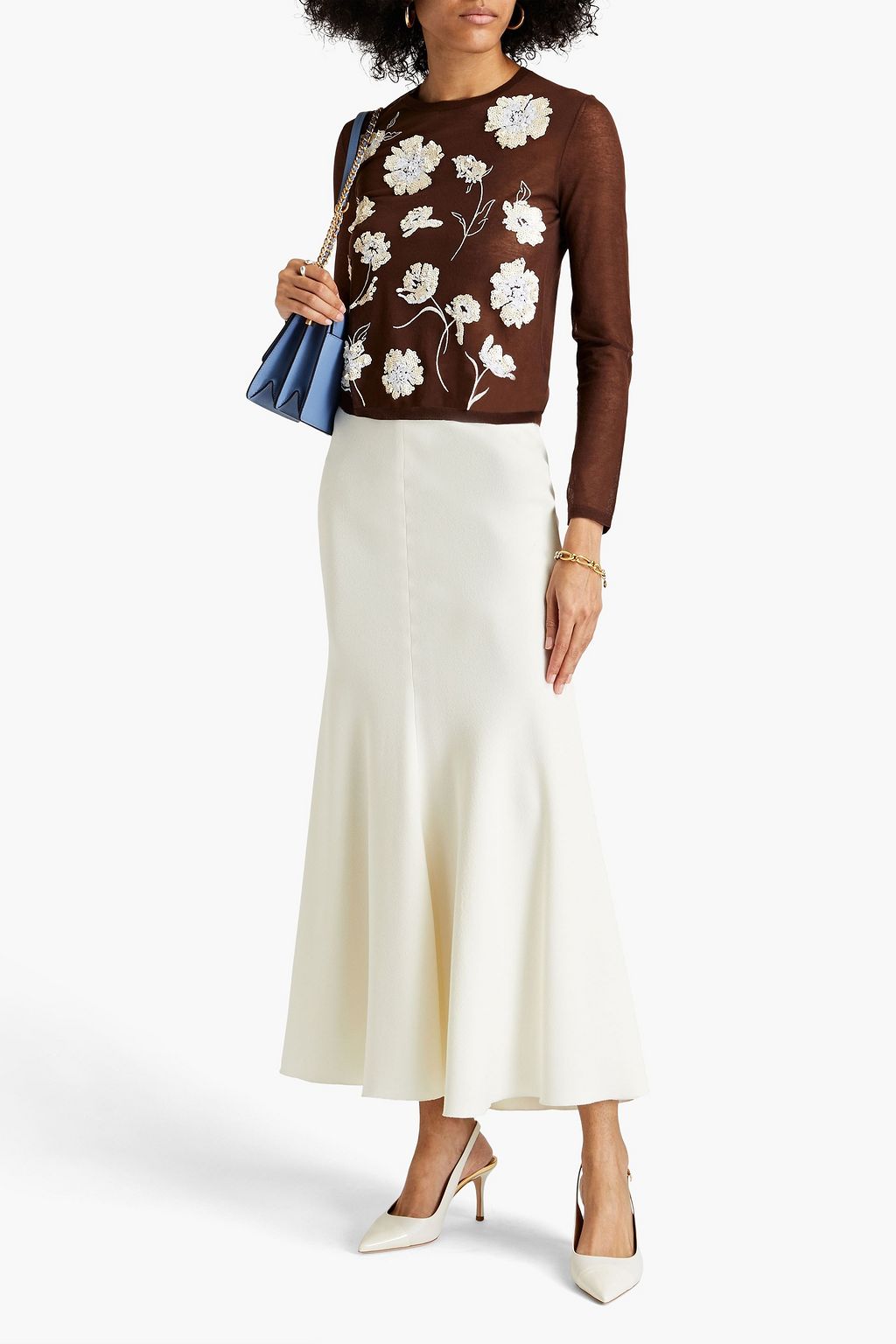 TORY BURCH Embellished cotton-blend sweater