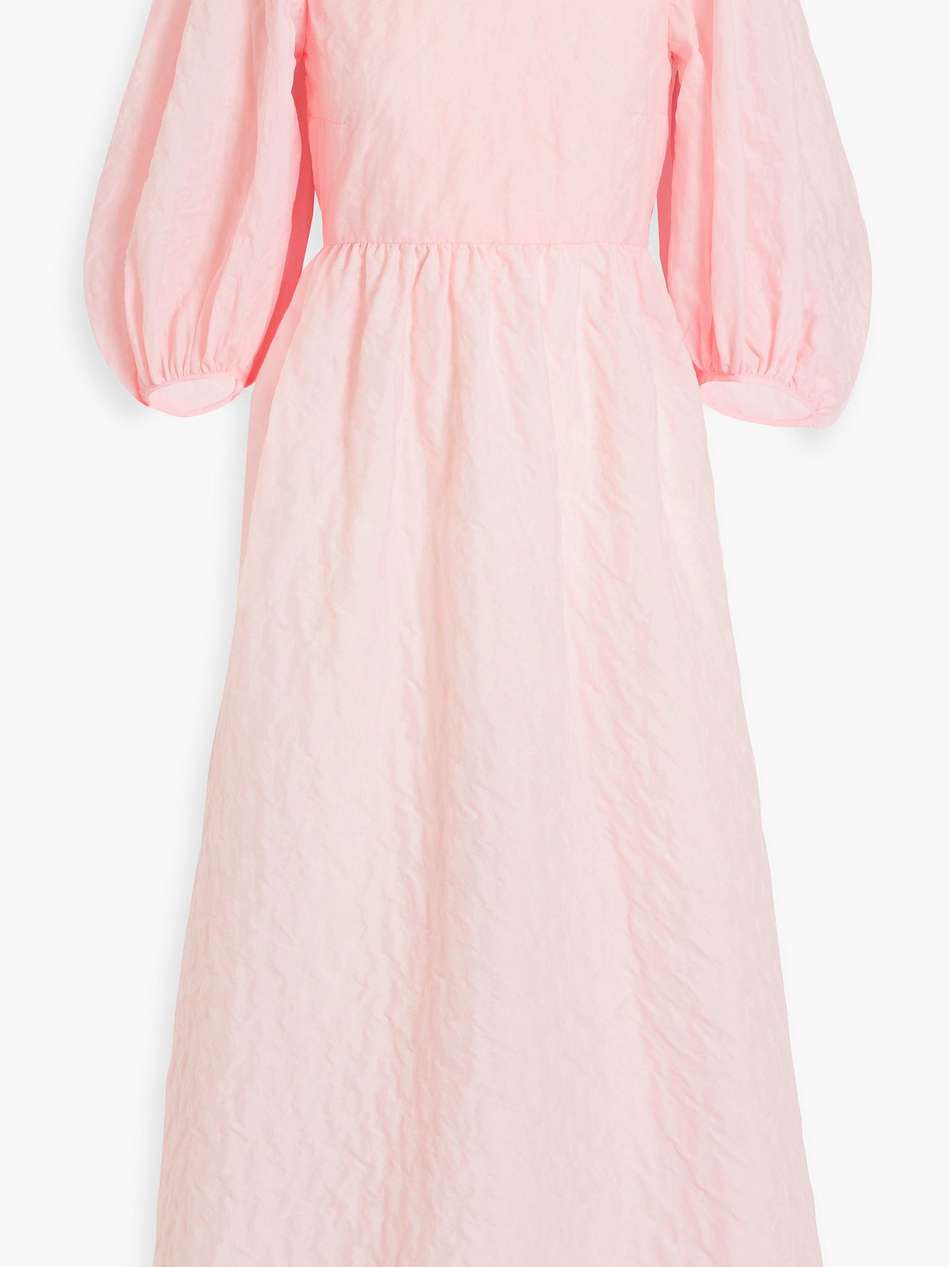 karmen gathered matelassé midi dress