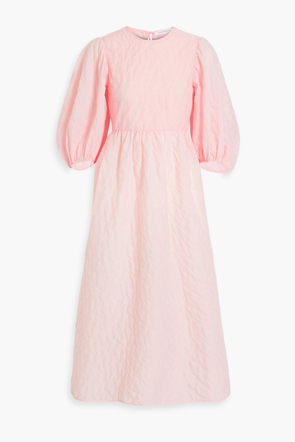 Cecilie Bahnsen Karmen Gathered Matelassé Midi Dress In Baby Pink