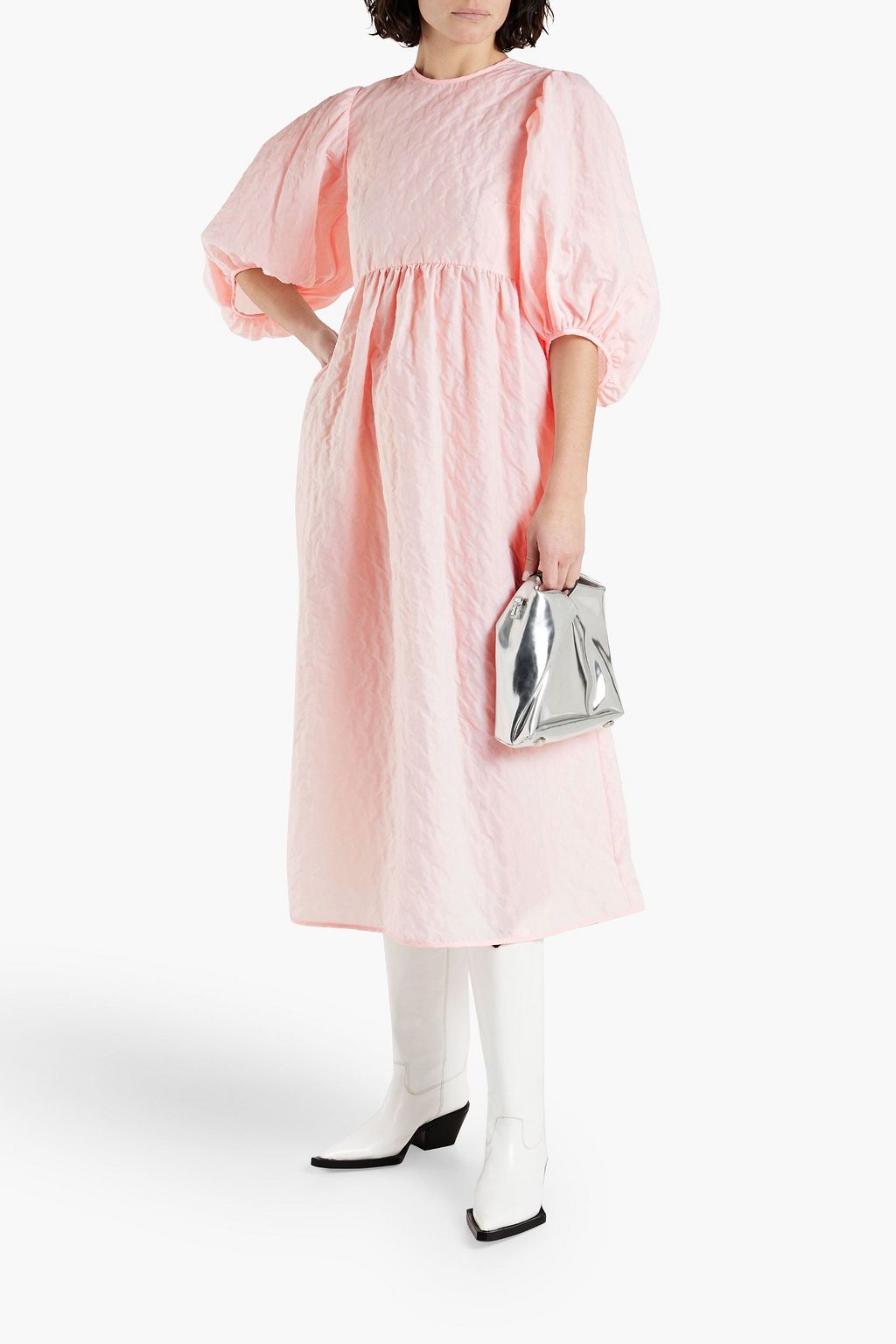 CECILIE BAHNSEN Karmen gathered matelassé midi dress