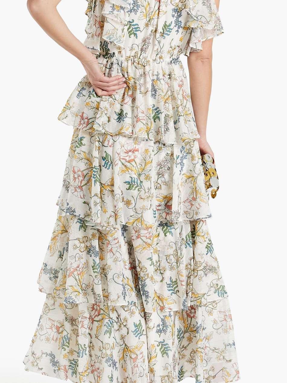 tiered floral-print crepe de chine maxi dress