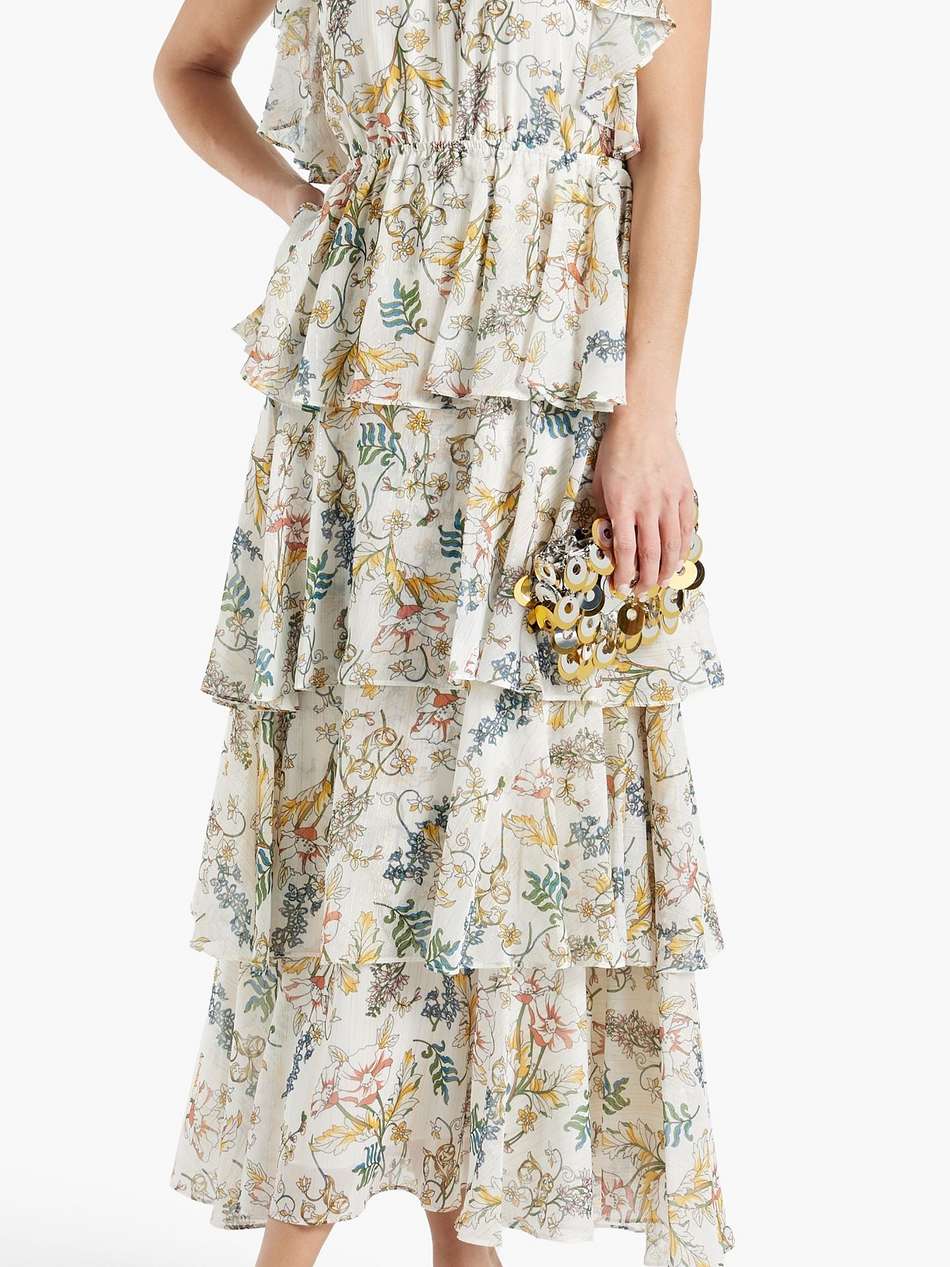 tiered floral-print crepe de chine maxi dress