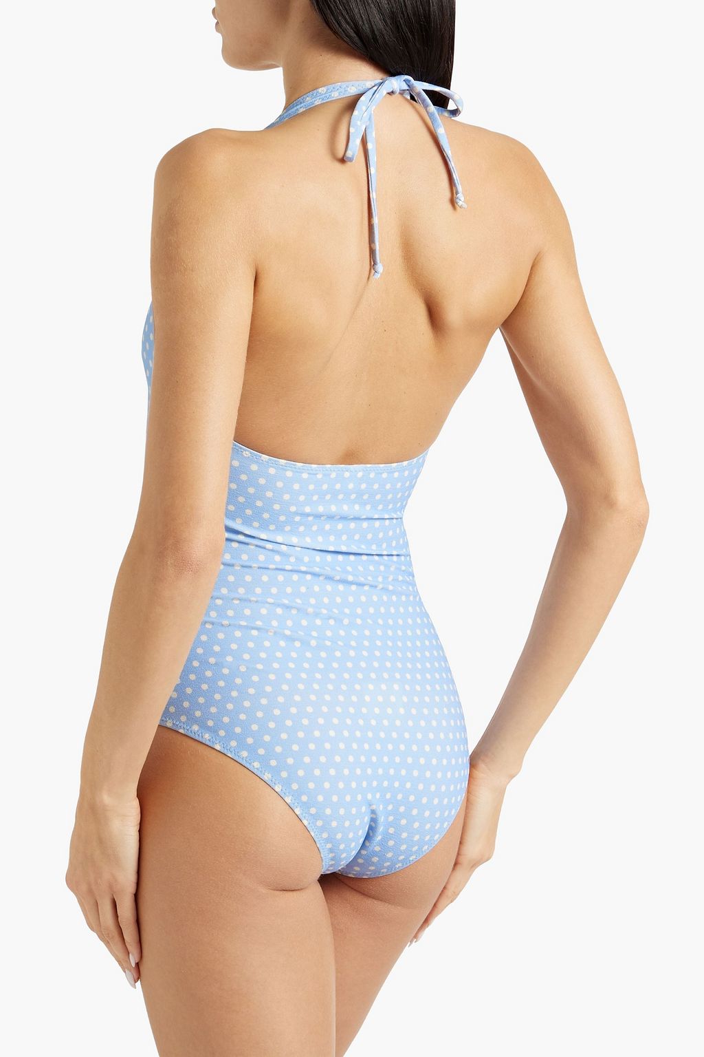 LISA MARIE FERNANDEZ Amber polka-dot stretch-crepe halterneck swimsuit