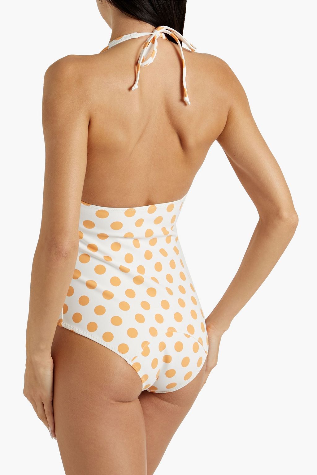 LISA MARIE FERNANDEZ Amber polka-dot stretch-crepe halterneck swimsuit