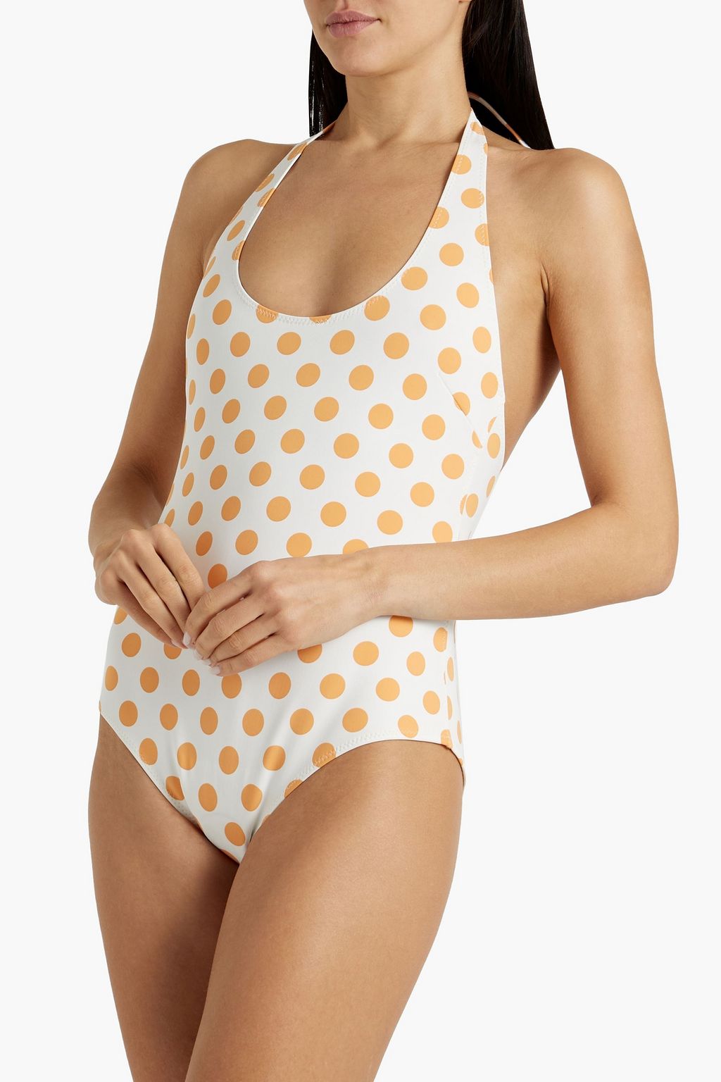 LISA MARIE FERNANDEZ Amber polka-dot stretch-crepe halterneck swimsuit