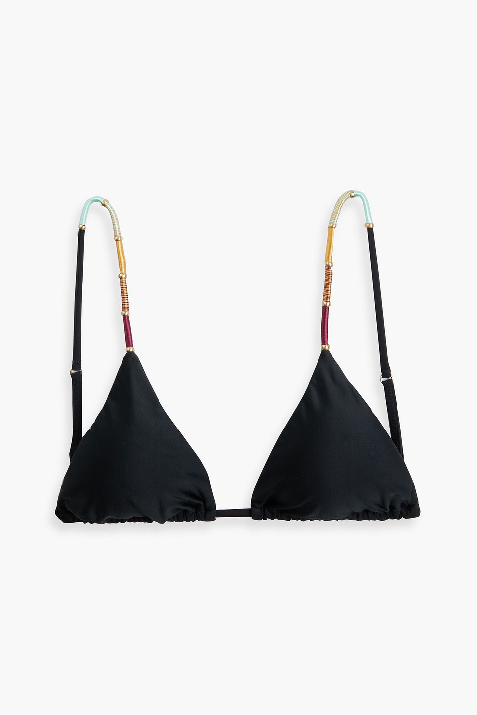 Vix Paula Hermanny Nic Embellished Triangle Bikini Top In Black