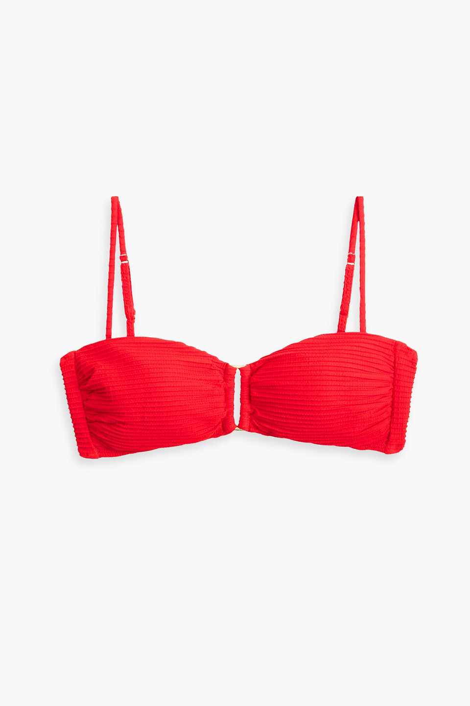 Vix Paula Hermanny Dune Ribbed Bandeau Bikini Top In Red