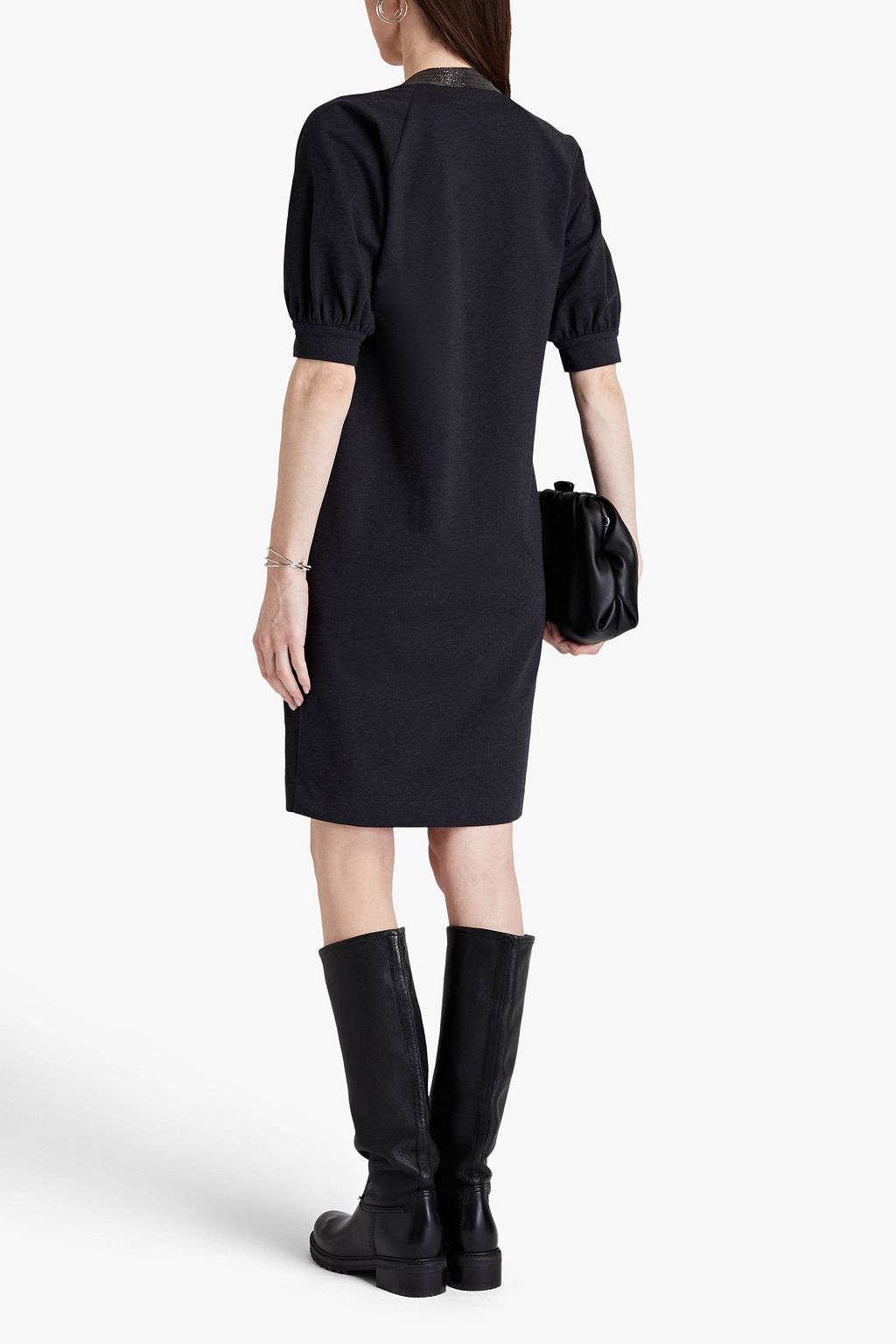 BRUNELLO CUCINELLI Bead-embellished stretch-cotton jersey dress