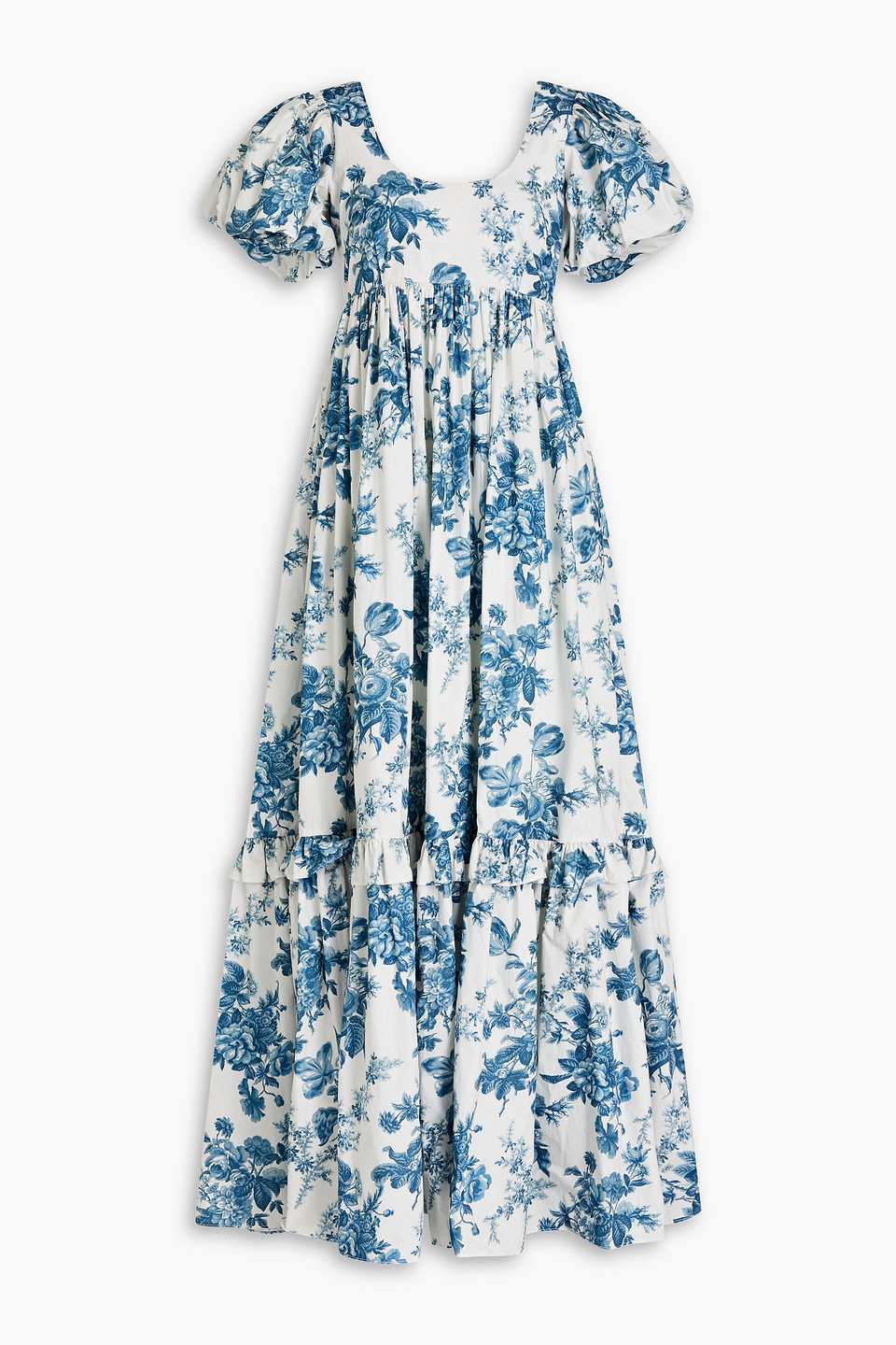 LOVESHACKFANCY DANBURY GATHERED FLORAL-PRINT COTTON-POPLIN MAXI DRESS 3074457345634751652