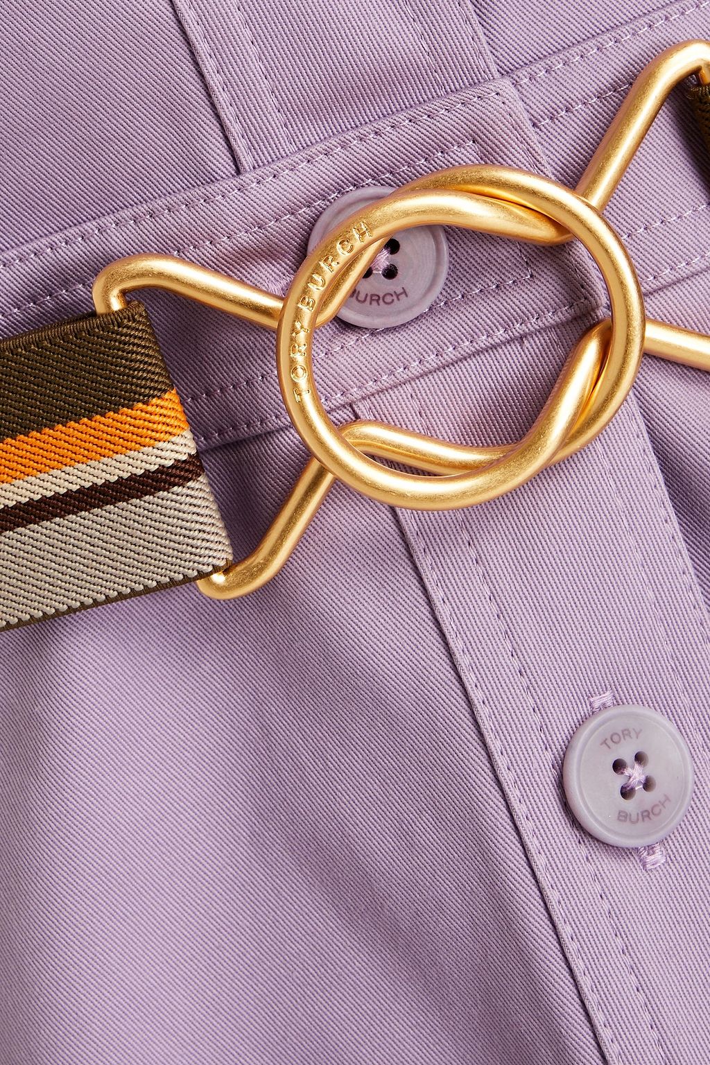 TORY BURCH Belted cotton-blend twill midi dress
