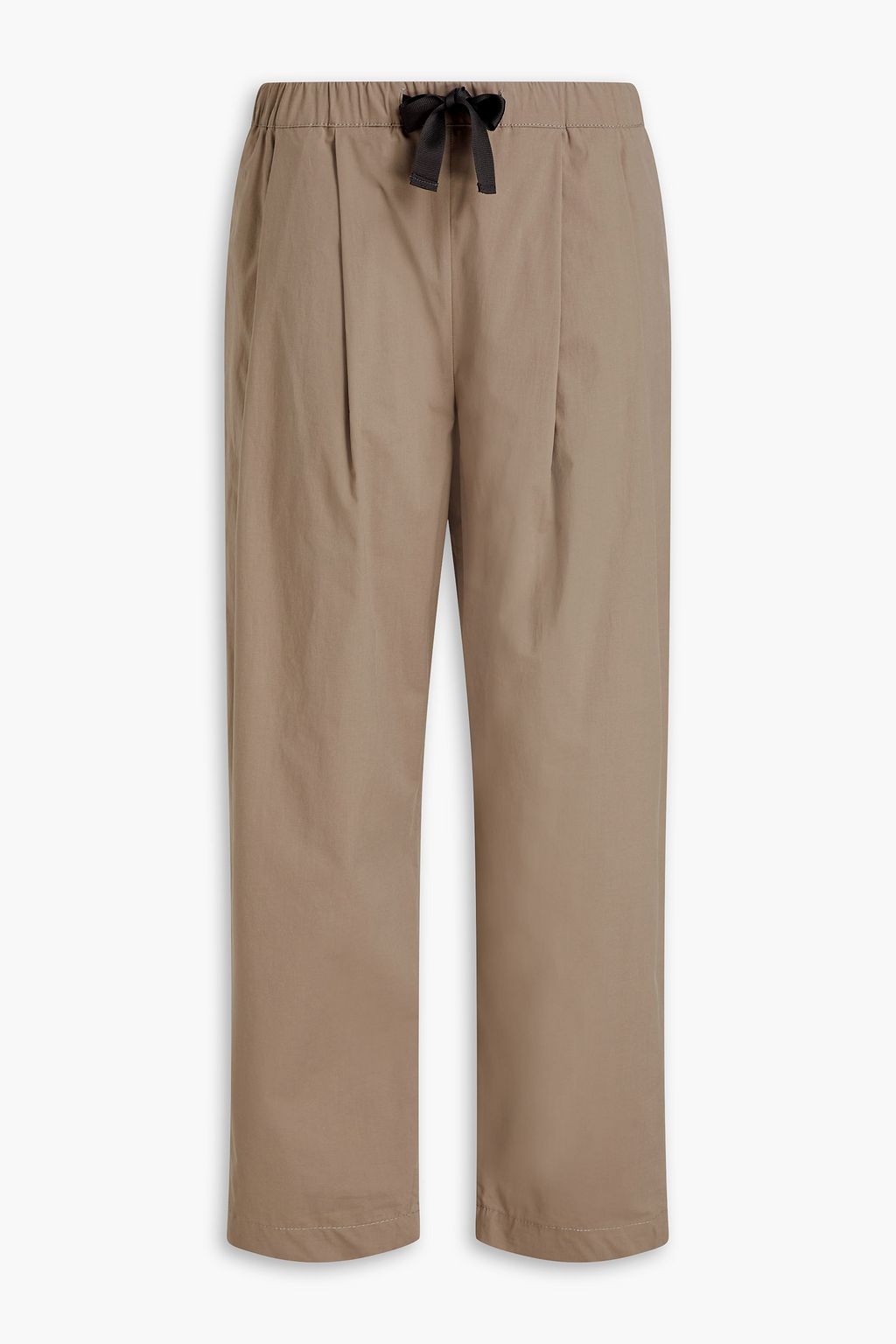 BRUNELLO CUCINELLI Cropped pleated stretch-cotton tapered pants