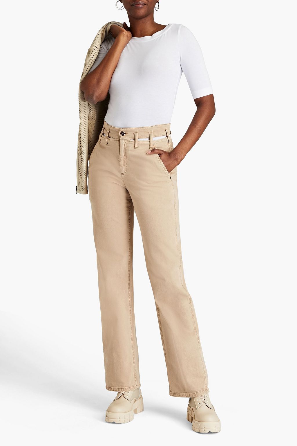 BRUNELLO CUCINELLI Cutout high-rise straight-leg jeans