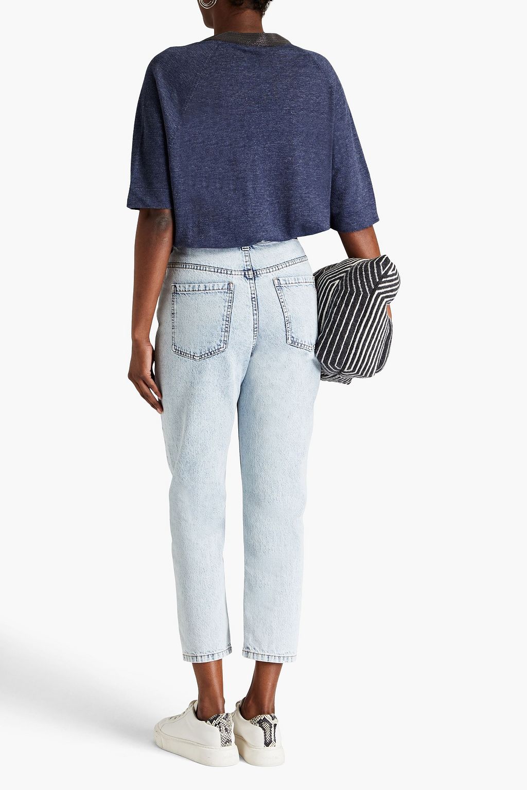 BRUNELLO CUCINELLI Bead-embellished high-rise tapered jeans