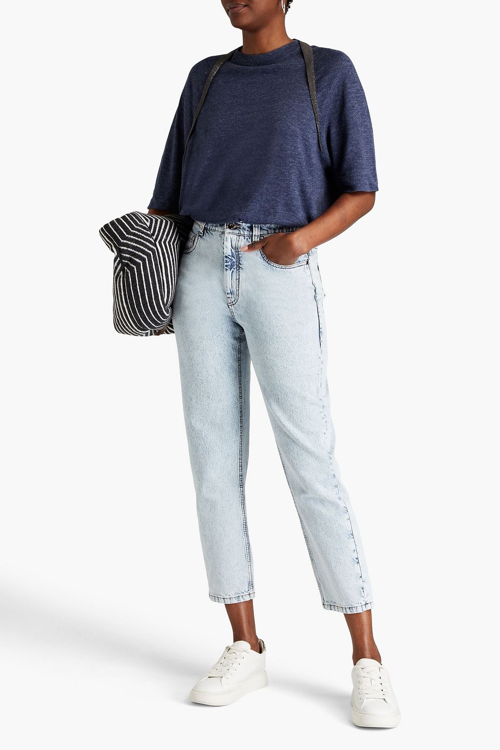 BRUNELLO CUCINELLI Bead-embellished high-rise tapered jeans