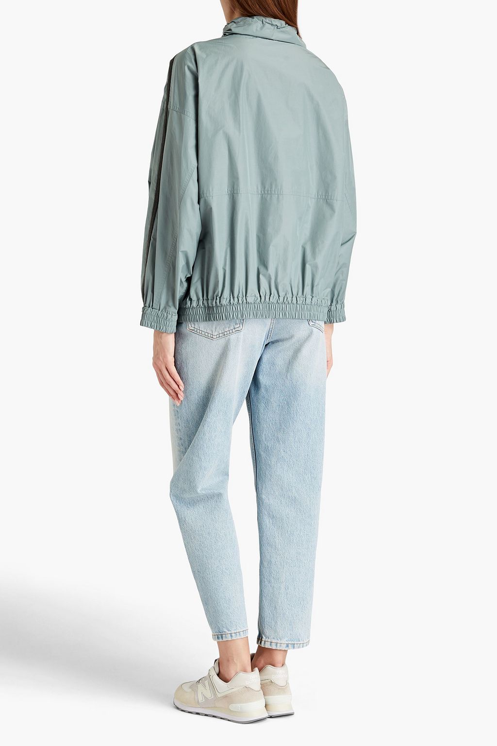BRUNELLO CUCINELLI Embellished printed sateen hooded jacket