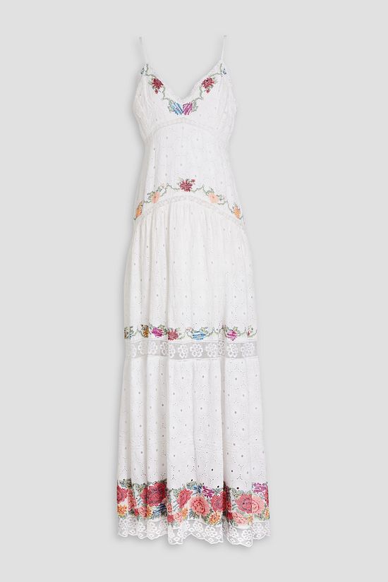 LOVESHACKFANCY Umi embroidered broderie anglaise cotton maxi dress