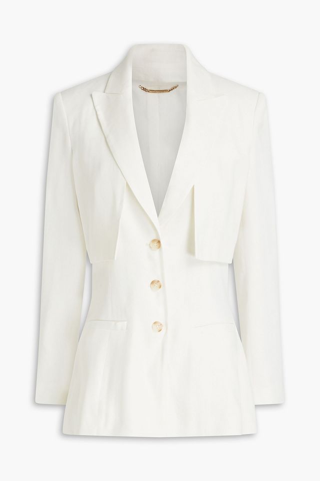 Convertible cutout linen-blend twill blazer