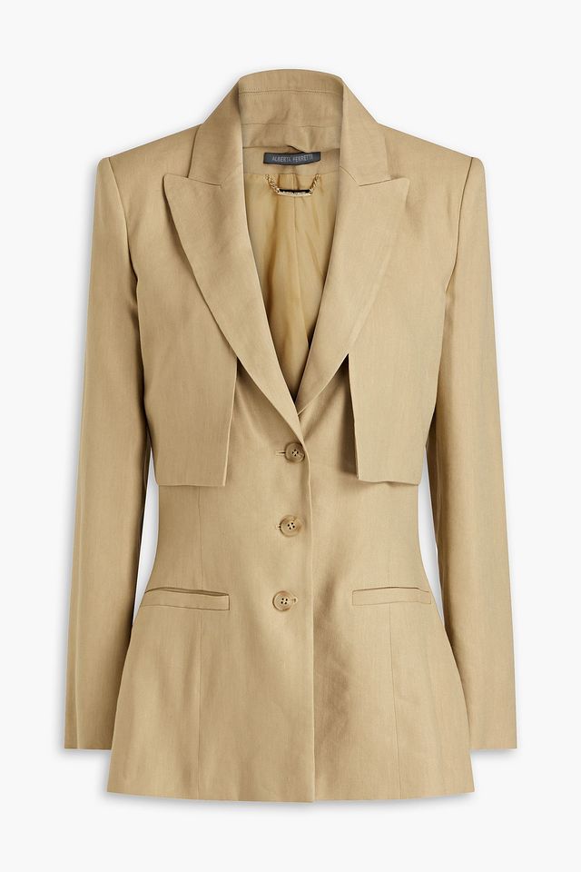 Convertible cutout linen-blend twill blazer