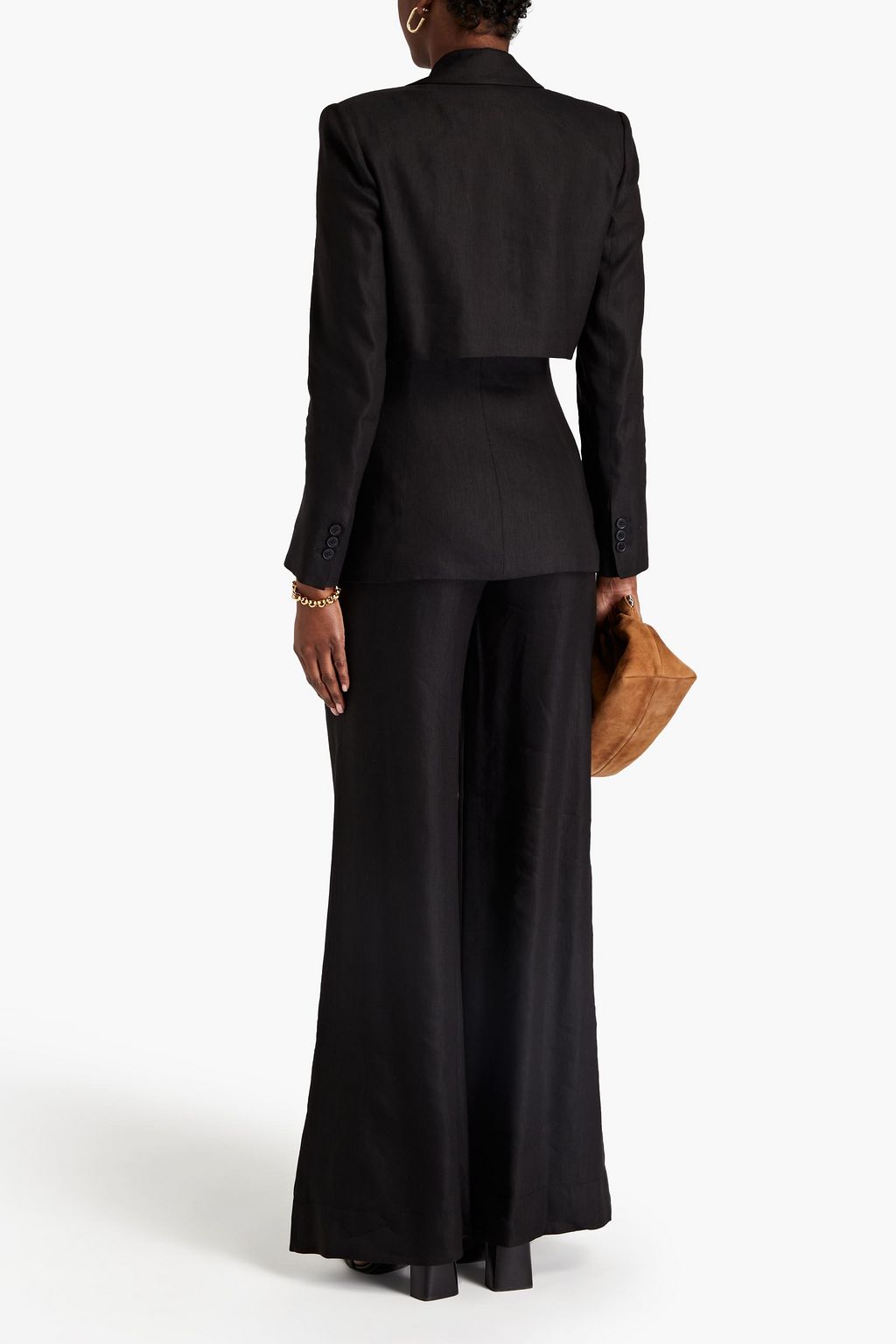 ALBERTA FERRETTI Convertible cutout linen-blend twill blazer
