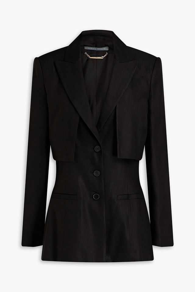 Convertible cutout linen-blend twill blazer