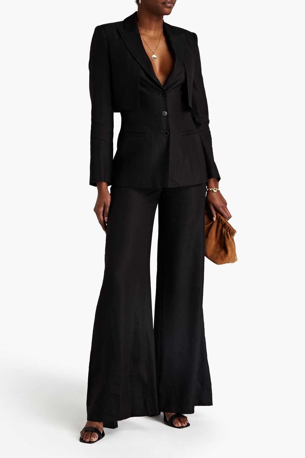 ALBERTA FERRETTI Convertible cutout linen-blend twill blazer