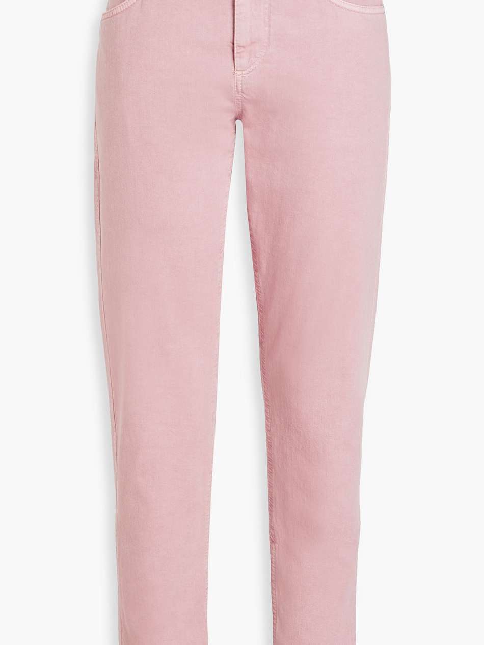 bead-embellished high-rise tapered jeans