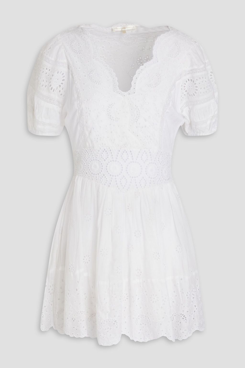 LOVESHACKFANCY Valente scalloped broderie anglaise mini dress | THE OUTNET