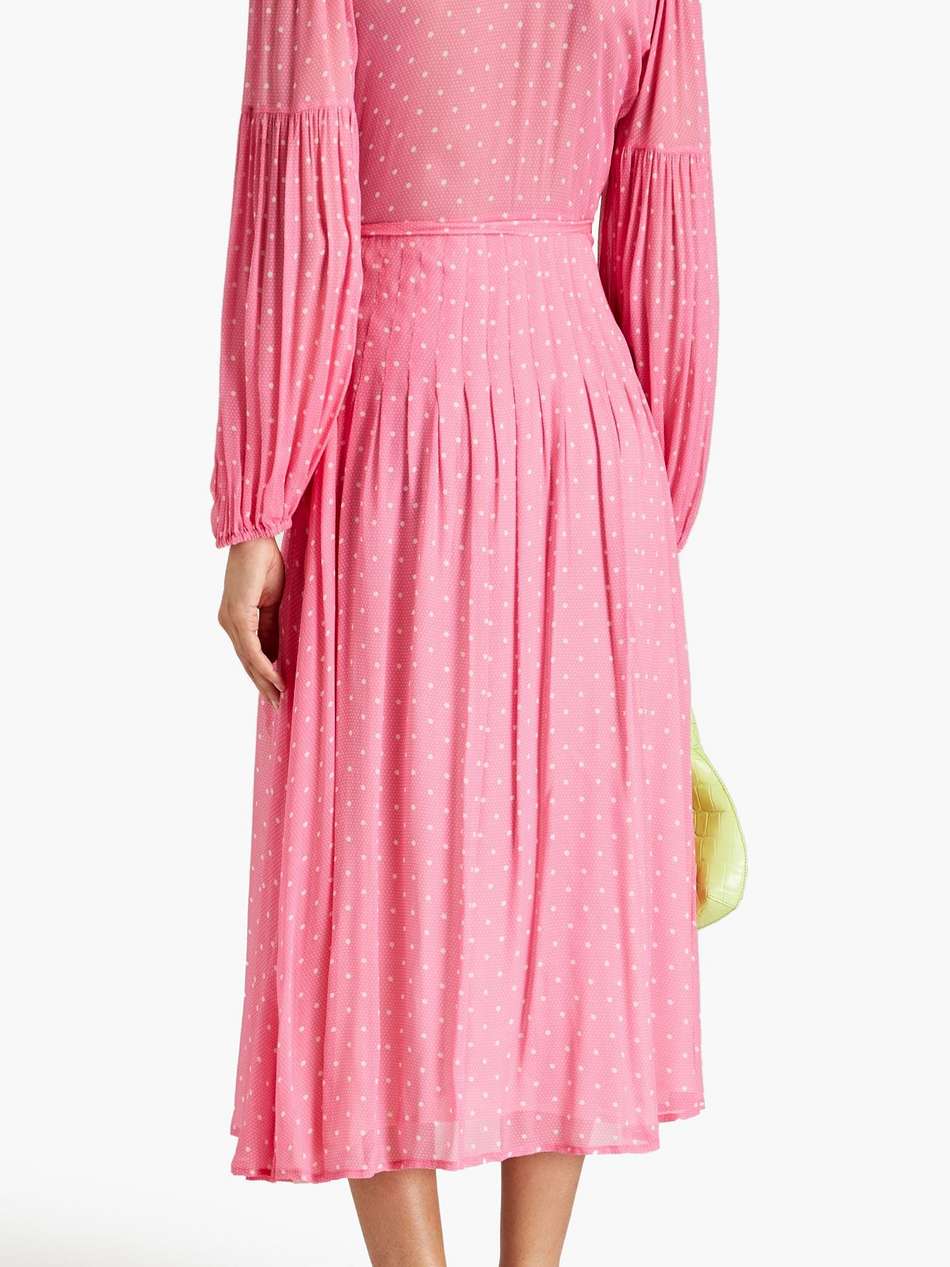 bevelyn polka-dot chiffon midi wrap dress