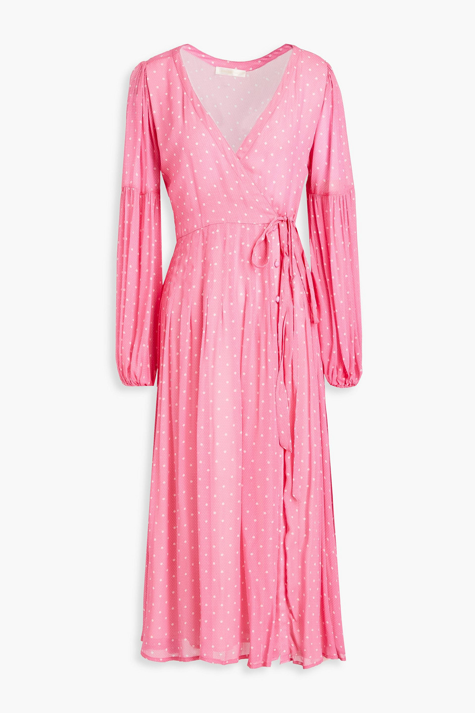 Bevelyn polka-dot chiffon midi wrap dress