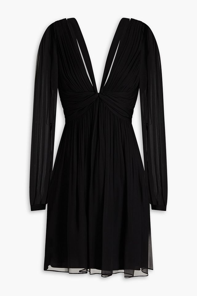 Gathered silk-chiffon mini dress