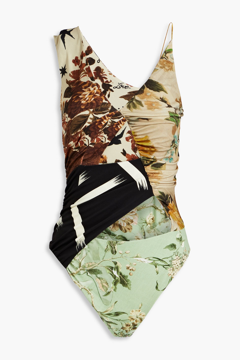 Cutout printed stretch-jersey bodysuit