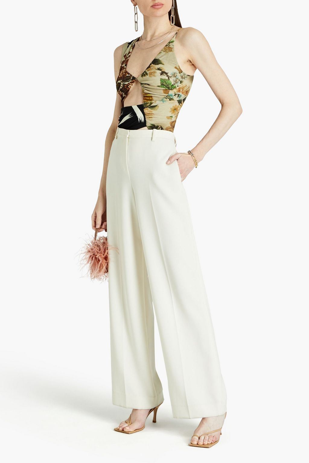 PREEN BY THORNTON BREGAZZI بودي سوت من الجيرسيه المرن مزين بطبعات وفتحات