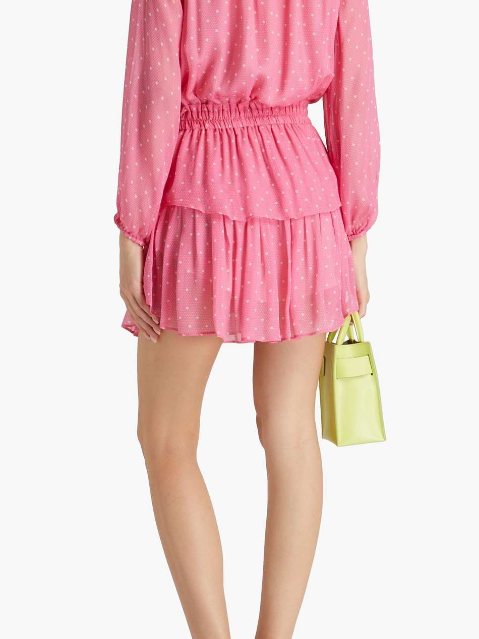 popover gathered polka-dot chiffon mini dress