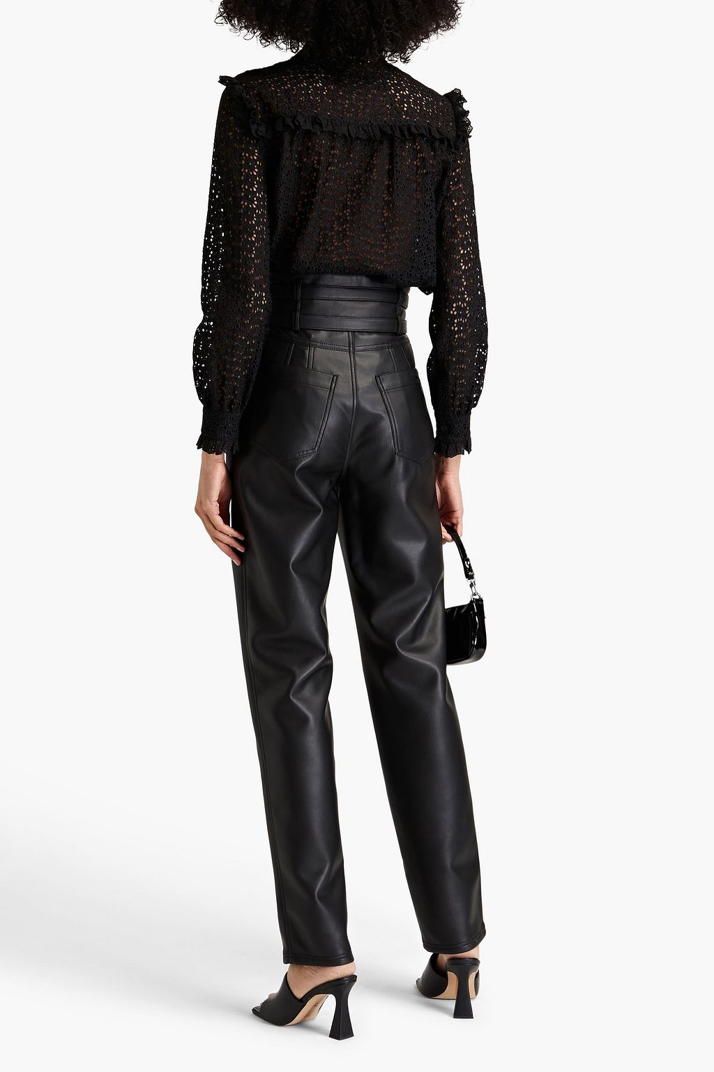 PHILOSOPHY DI LORENZO SERAFINI フェイクレザー ストレートレッグパンツ ベルト付き