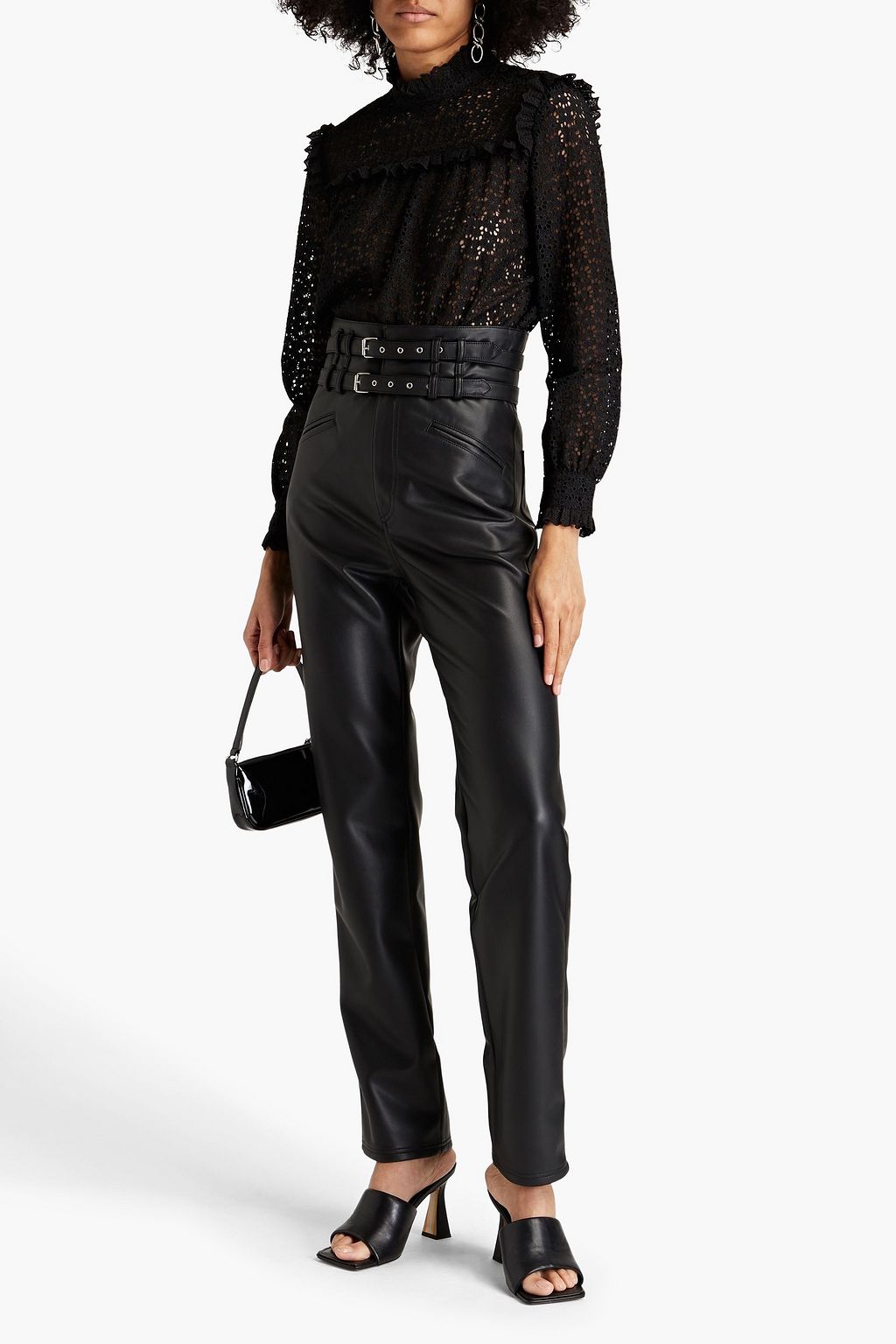 PHILOSOPHY DI LORENZO SERAFINI フェイクレザー ストレートレッグパンツ ベルト付き