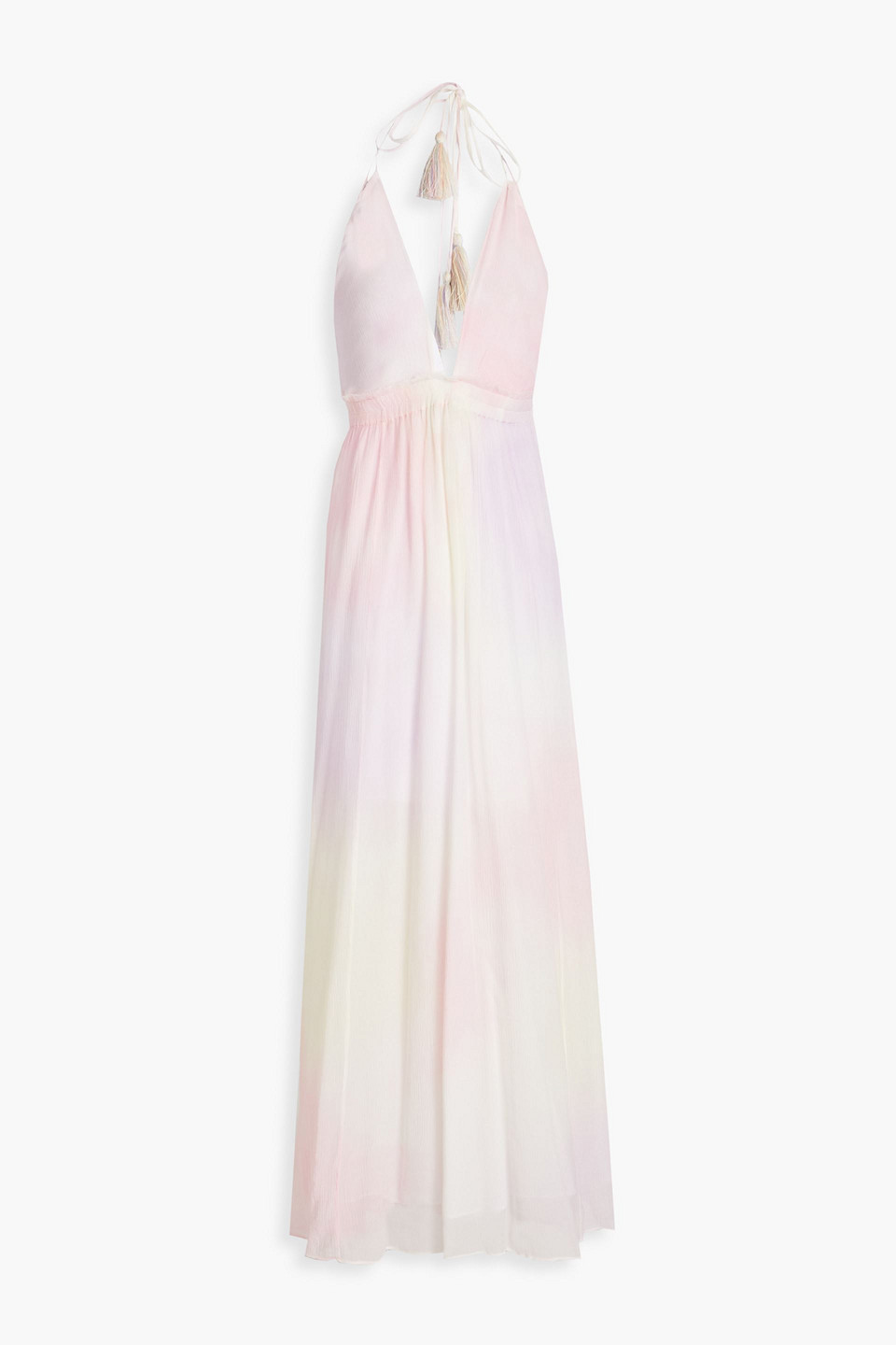 Loveshackfancy Livia Cold-shoulder Two-tone Silk-crepon Midi Dress