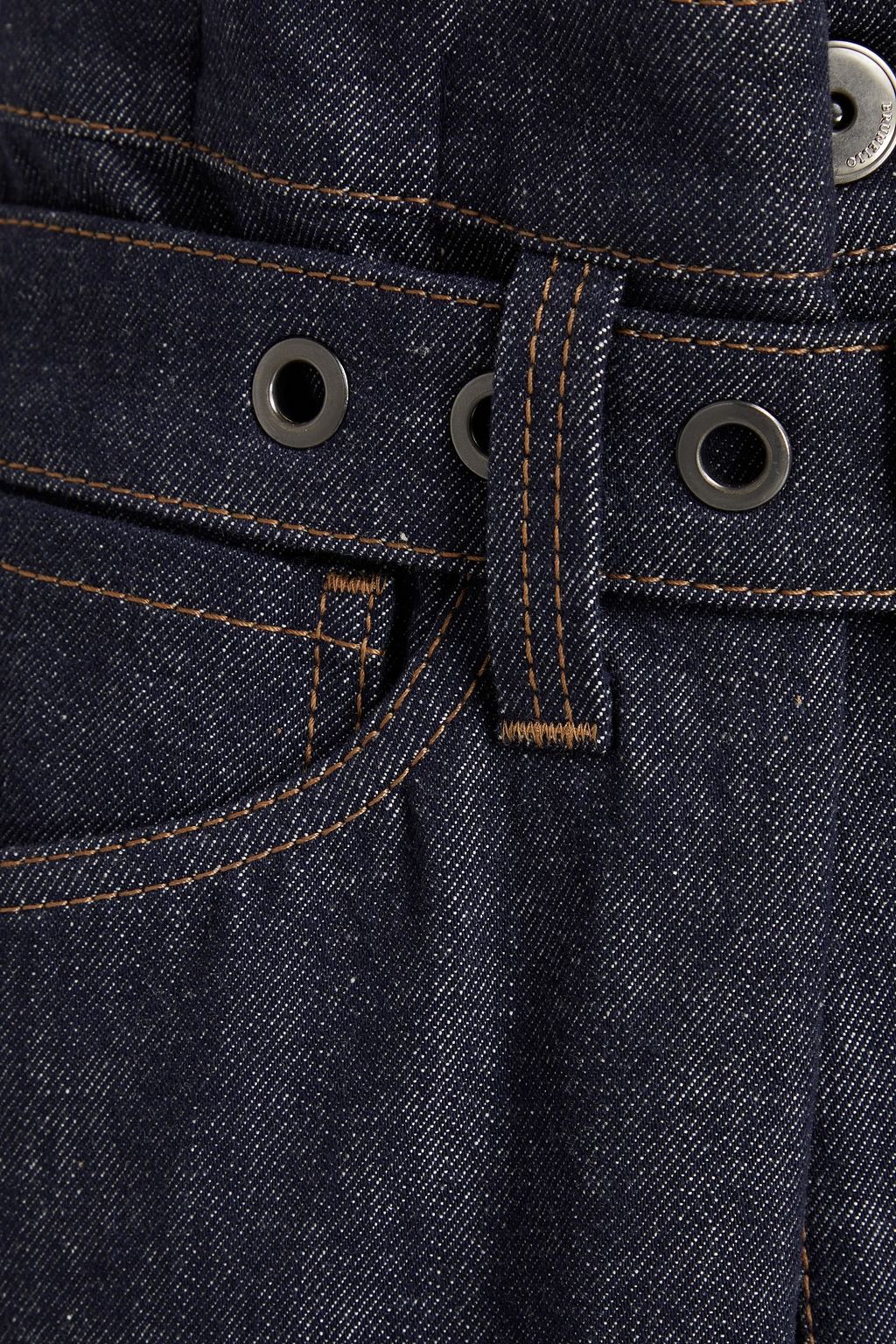 BRUNELLO CUCINELLI Belted embellished denim midi skirt