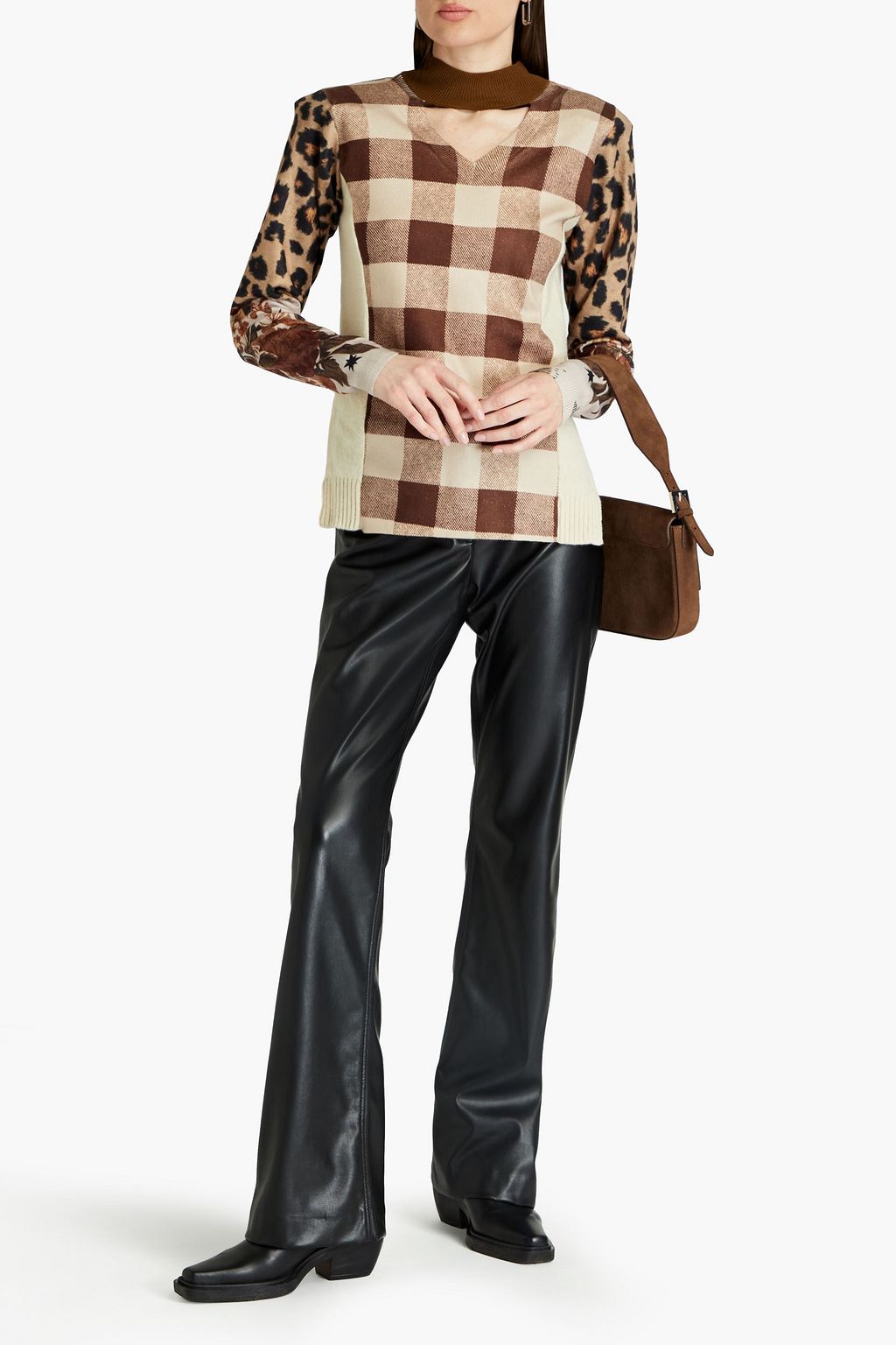 PREEN BY THORNTON BREGAZZI كنزة من نسيج محبوك مزيّنة بطبعات وفتحات