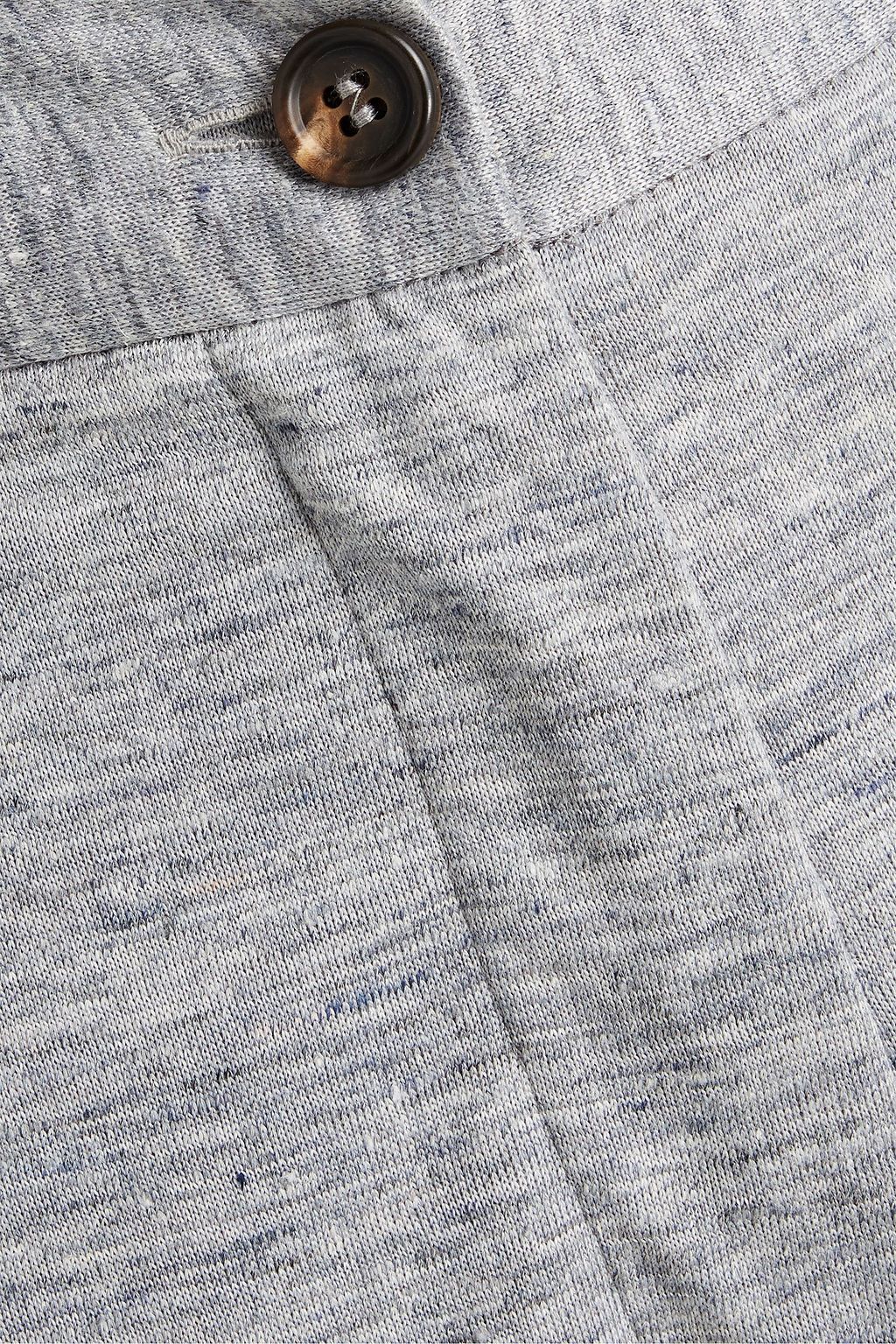 BRUNELLO CUCINELLI Cropped bead-embellished linen and silk-blend slub-jersey track pants