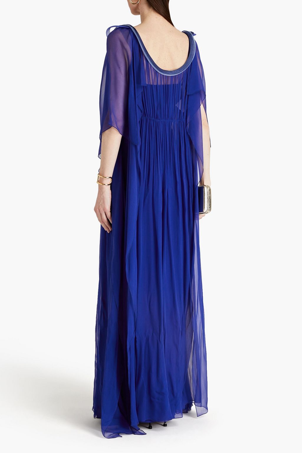ALBERTA FERRETTI Gathered silk-voile gown