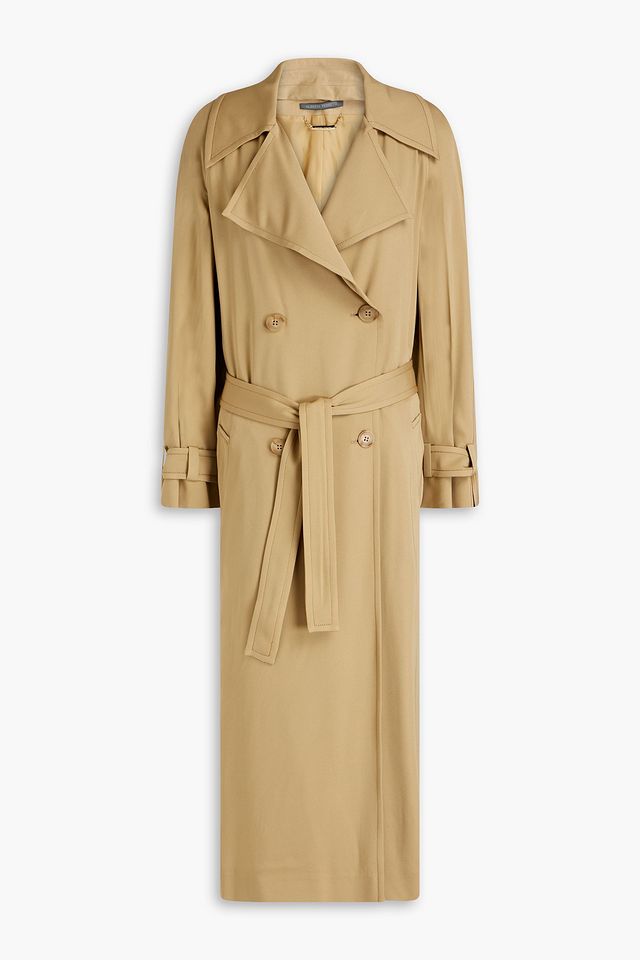 Oversized belted crepe trench coat