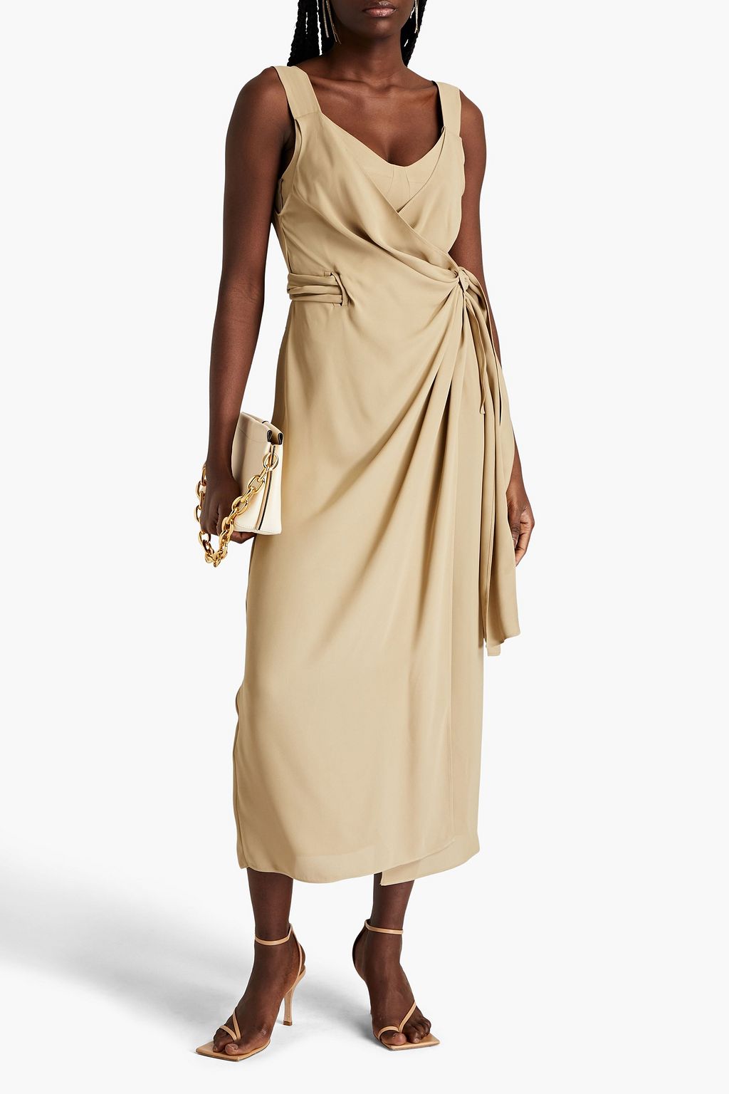 ALBERTA FERRETTI Wrap-effect draped crepe midi dress