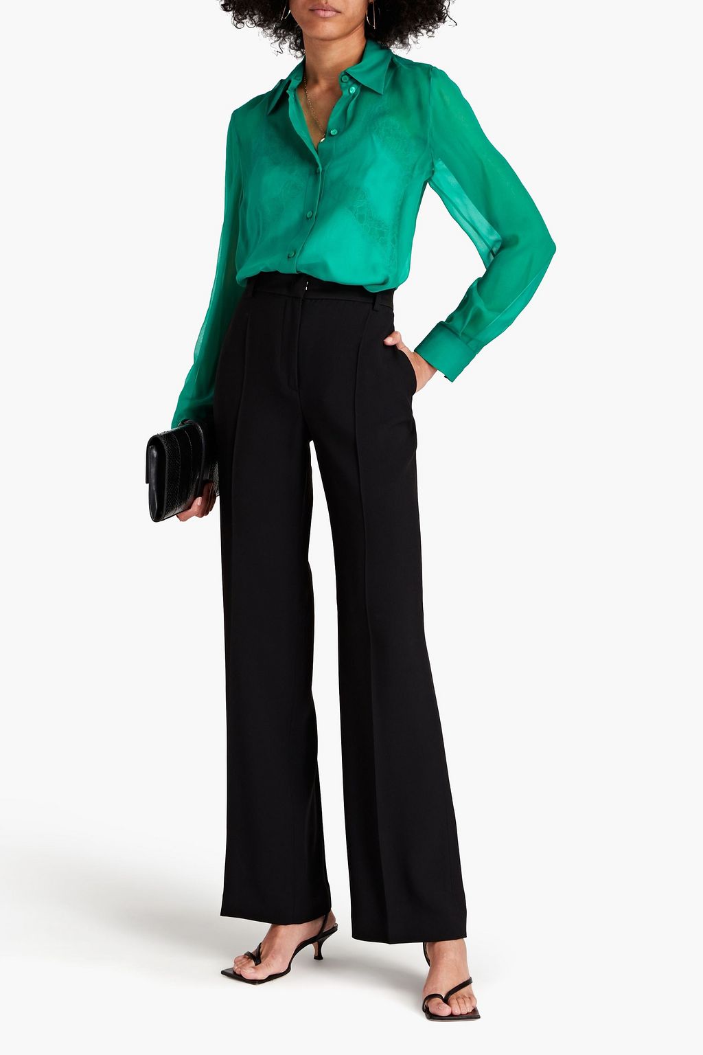 ALBERTA FERRETTI Layered silk-chiffon blouse