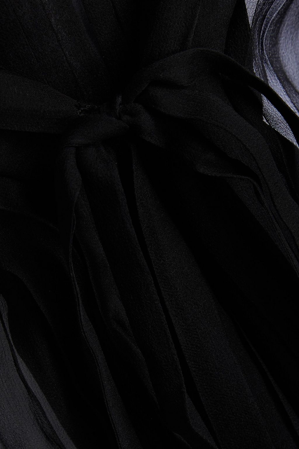 ALBERTA FERRETTI Ruffle-trimmed pleated silk-chiffon blouse