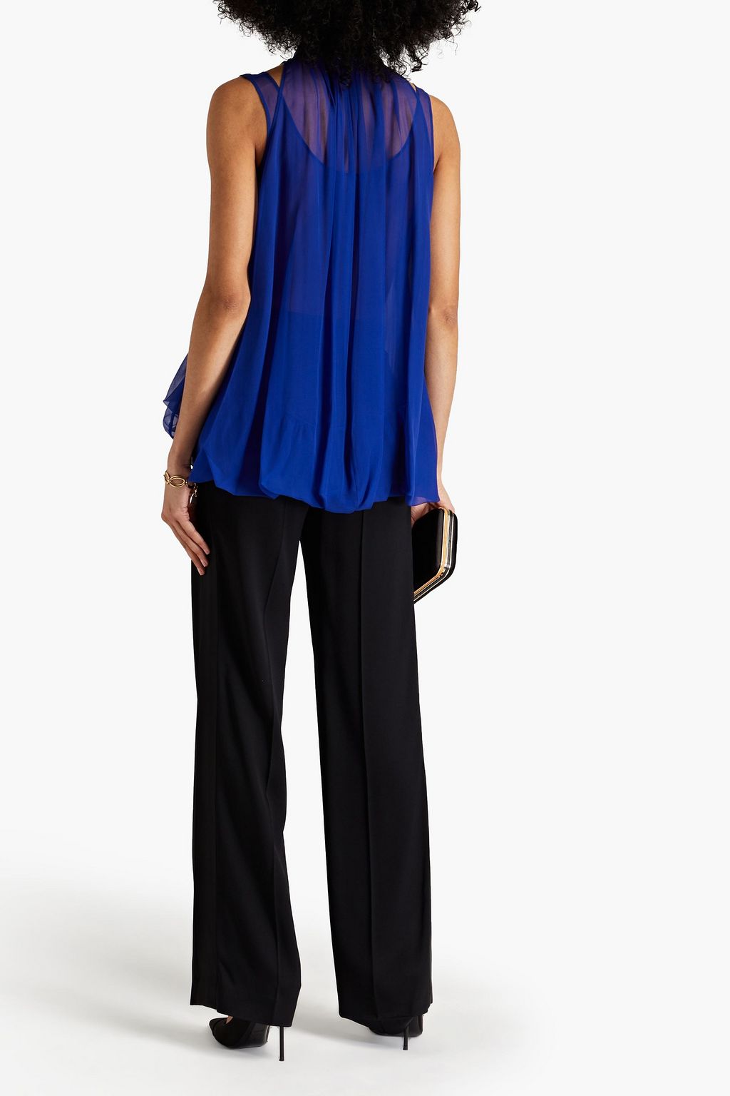 ALBERTA FERRETTI Gathered silk-chiffon top