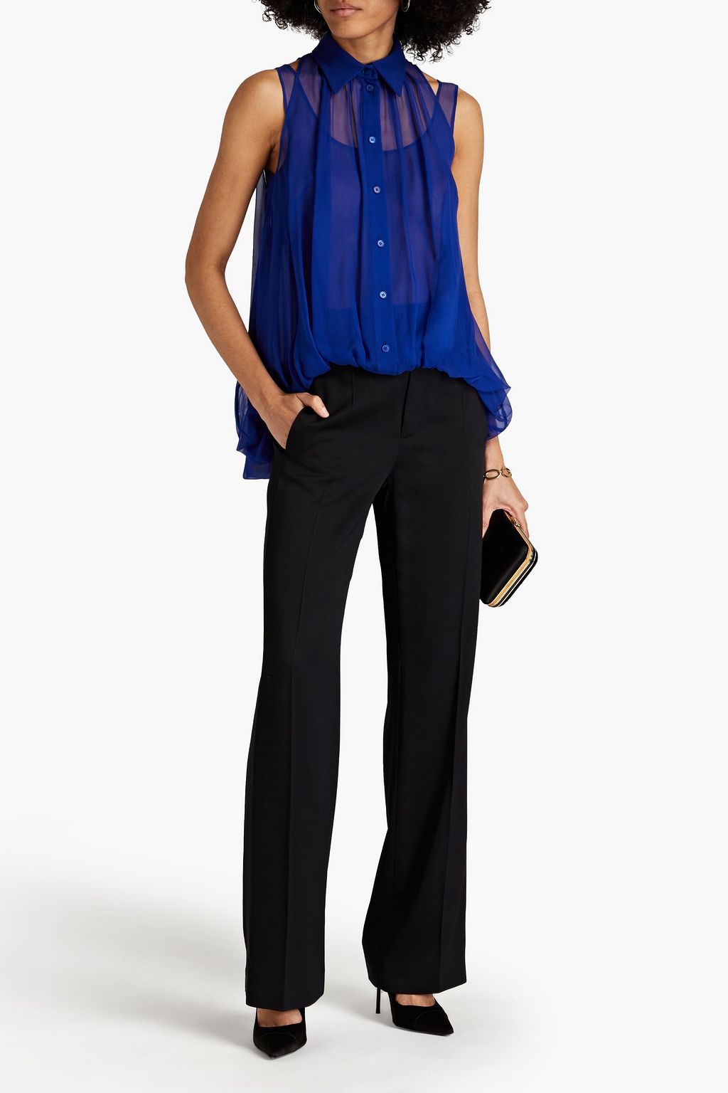 ALBERTA FERRETTI Gathered silk-chiffon top
