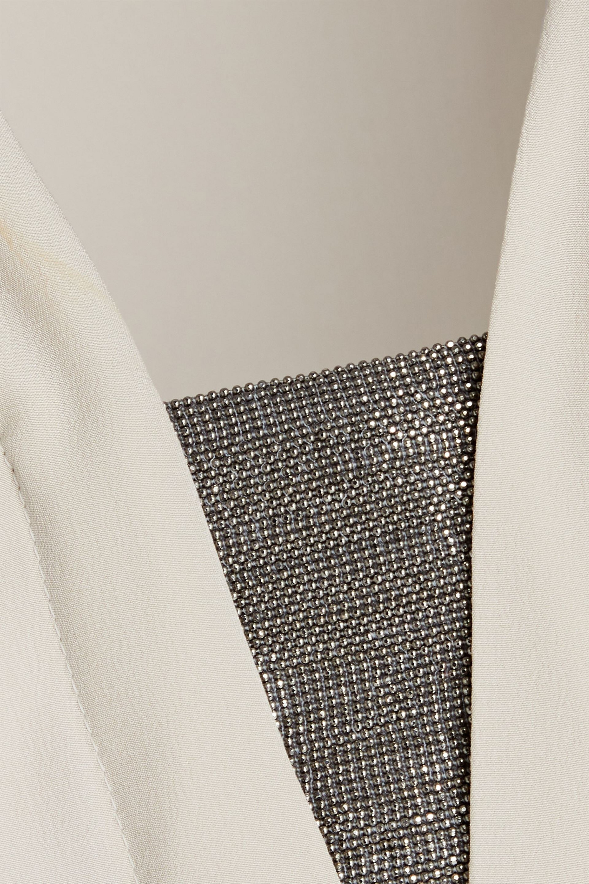 Brunello Cucinelli Cutout bead-embellished silk crepe de chine tunic thumbnail